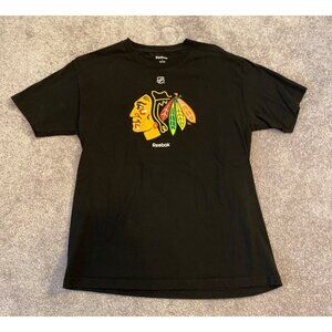Reebok Chicago Blackhawks NHL Black T-Shirt Large Casual Tee